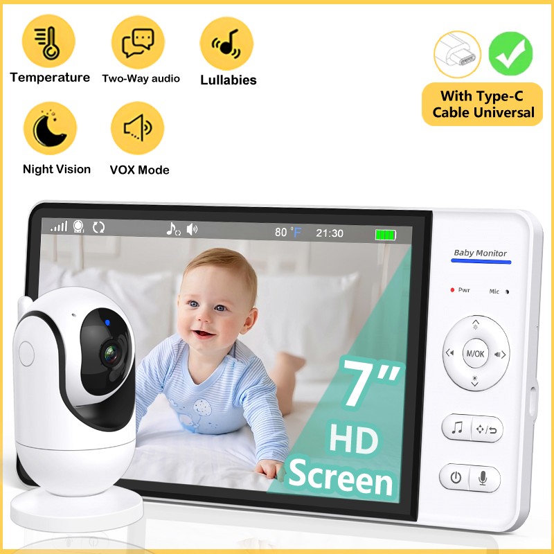No WiFi 7 Inch Baby Monitor 2- - Audio Music Videos recension och pris