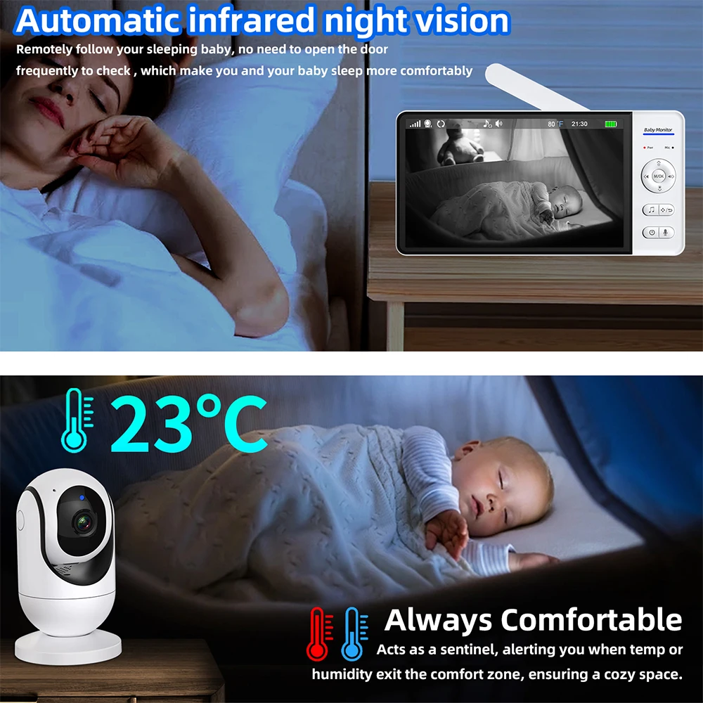 No WiFi 7 Inch Baby Monitor 2- - Audio Music Videos recension och pris