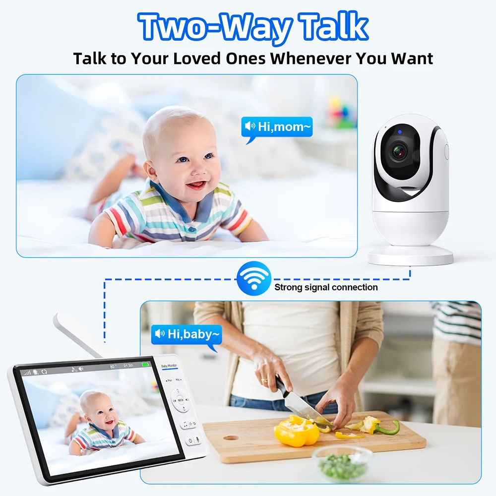 No WiFi 7 Inch Baby Monitor 2- - Audio Music Videos recension och pris