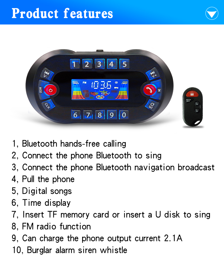 MT730 Motorcycle Bluetooth Spe - Audio Music Play recension och pris